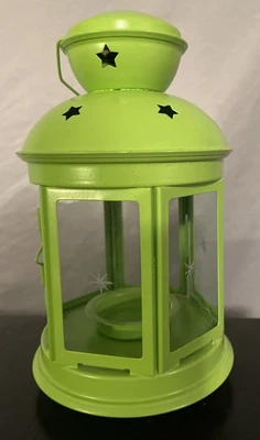 $16 • Buy IKEA Lantern Candle Lamp Lime Green Metal And Glass Design