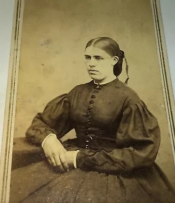 Antique Victorian American Civil War Fashion Young Woman Rhode Island CDV Photo! • $26.99