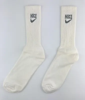 Vintage Nike GRAY Logo Tube Socks 80s 90s Swoosh Spell Out Crew Men VTG Sz 10-13 • $30