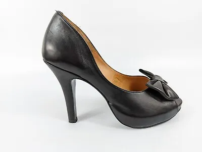 Marta Jonsson Black Leather High Heel Shoes Uk 4 Eu 37 • £19.99