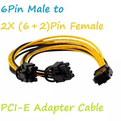 £3.45 • Buy PCI-E 6-pin To 2x 6+2-pin (6-pin/8-pin) Power Splitter Cable PCIE PCI Express