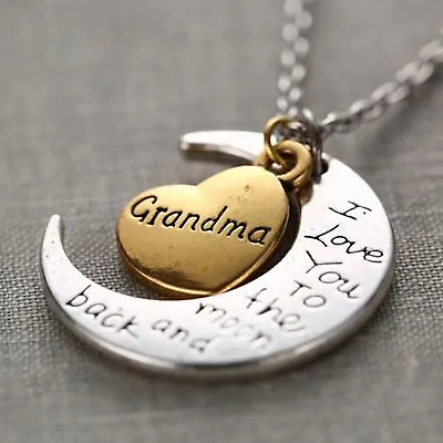 I Love You To The Moon And Back Gold & Silver Family Necklace Pendant Heart *Mum • £1.49