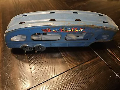 Vintage MARX Rustic Blue Deluxe Auto Transport Car Carrier Trailer Only 15.5  • $30