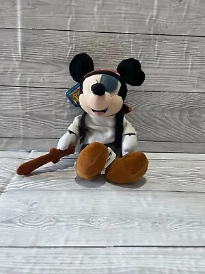 Mickey Mouse Plush Teddy Disney World Pirate Soft Bean Toy Rare • £6.99