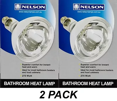 2 X 275W Reflector Heat Lamps For Bathroom Ceiling Mount Heaters IXL Tastic Etc • $52.09