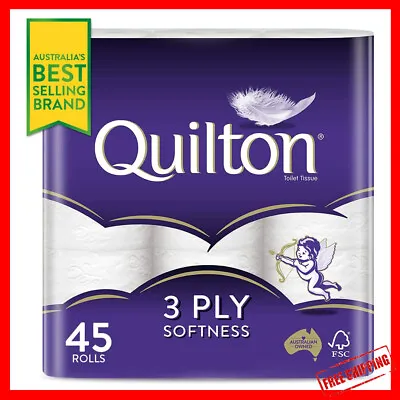 $31.98 • Buy Toilet Paper 45 Rolls Quilton 3 Ply White Soft Tissue Bulk