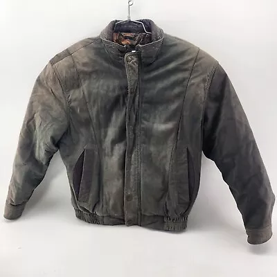 Members Only Men's Medium Genuine Suede Leather Motorcycle Bomber Jacket • $29.99