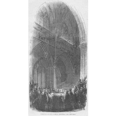 £9.99 • Buy EXETER CATHEDRAL Christmas Ceremony - Antique Print 1852