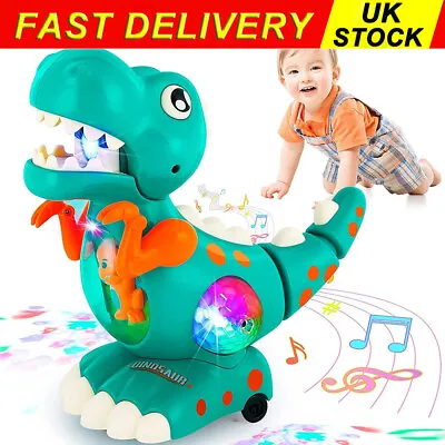 Electric Music Crawling Dinosaur Baby Toy LED Light Up Kids Toddler Interactive • £9.89