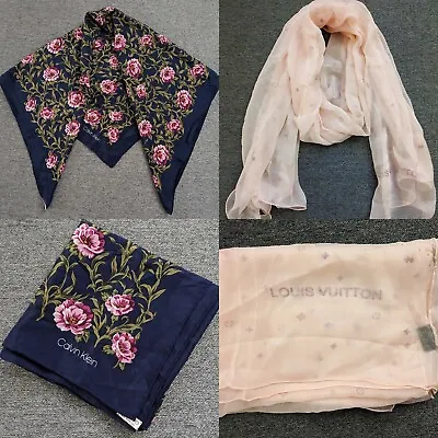 Lot 2pcs Louis Vuitton Shawl + Calvin Klein Scarf 100% Silk • $79