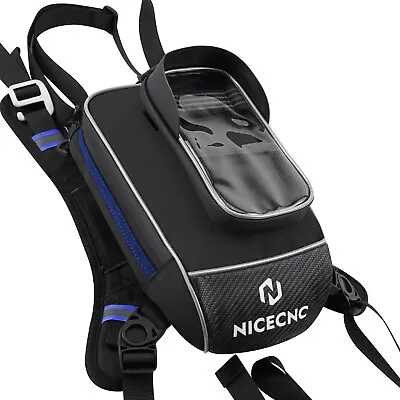 Motorcycle Gas Tank Bag Waterproof Phone Luggage Strap Mount Shoulder Bag Black • $35.99