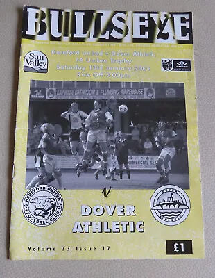 HEREFORD UNITED V DOVER ATHLETIC 2000/01  13.01.01  FA Trophy • £3.49