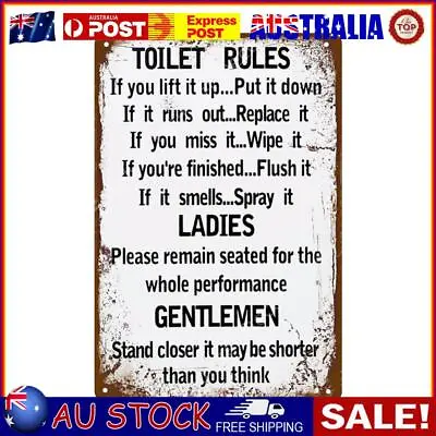 Toilet Rules Metal Plate Poster Bar Pub Tin Plaques Vintage Painting Wall Signs • $11.54