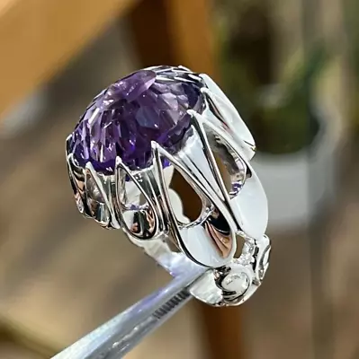 Natural Amethyst Gemstone With 925 Sterling Silver Men's Ring Men's Jewelry • $68