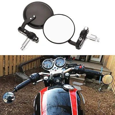 Rear View Side Mirrors Round Motorcycle Bar End Mirrors Fit For Yamaha YZF R6 R1 • $17.67