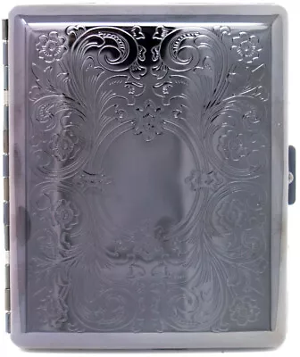 Black Victorian Scroll (20 100s) Etched MetalPlated Cigarette Case & Stash Box • $19.99