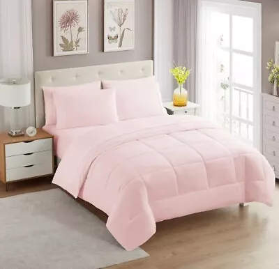 Luxurious Microfiber Comforter Set Pale Pink Queen - 7 Piece Set • $69.90