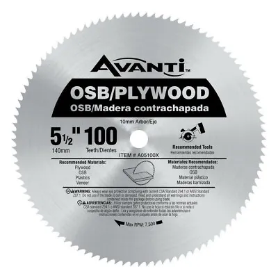 5-1/2 In. X 100-Tooth OSB/Plywood Circular Saw Blade • $14.13