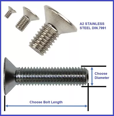£89.82 • Buy M3 M4 M5 M6 8 M10 A2 Stainless Steel Socket Countersunk Screw Csk Allen Key Bolt