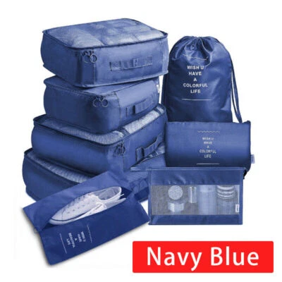 $21.95 • Buy 8PCS Packing Cubes Travel Pouches Luggage Organiser Clothes Suitcase Storage Bag