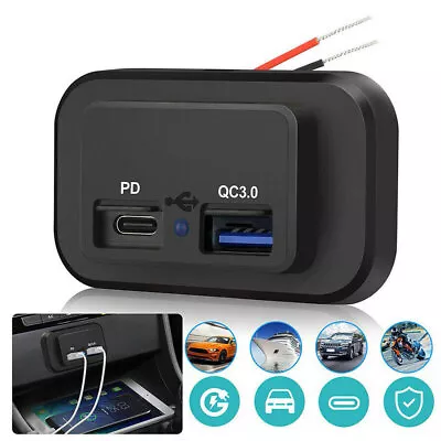 PD Type C USB Port Car Fast Charger Socket Power Outlet Panel Mount Accessories • $18.08