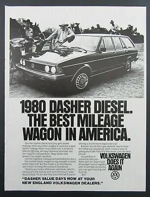$9.99 • Buy 1980 VOLKSWAGEN DASHER DIESEL  Best Mileage Wagon In America  Magazine Ad