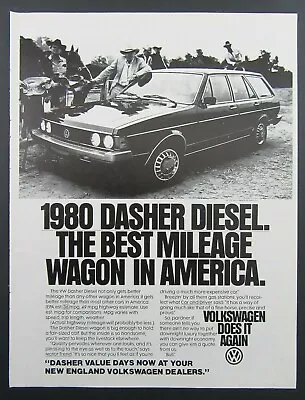 1980 VOLKSWAGEN DASHER DIESEL  Best Mileage Wagon In America  Magazine Ad • $9.99