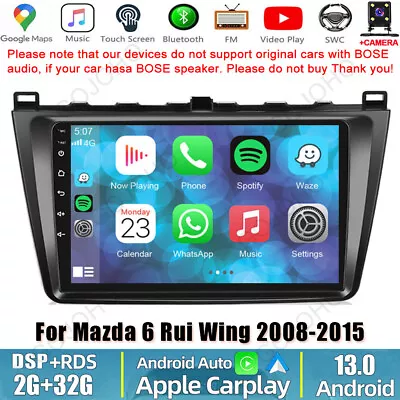 9  For Mazda 6 Rui Wing 2008-2015 Android 13 Car Radio Stereo GPS Navi Carplay • $121.79