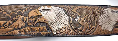Tooled Leather Belt Eagle No Buckle 1.25  X 41  Vintage Mountain • $19.99