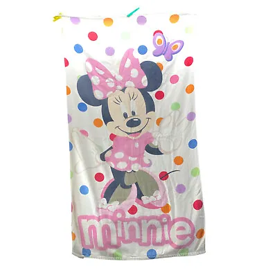 Minnie Mouse Disney Beach Towel Pink Polka Dots Butterfly Oversize 100% Cotton • $30.99