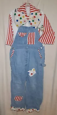 Vintage Homemade Clown Costume Outfit Adult Sz MADEWELL BIB OVERALLS POLKA DOTS • $99.99