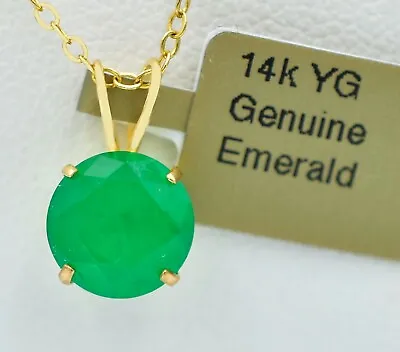 £7.56 • Buy GENUINE 3.76 Cts EMERALD PENDANT 14K YELLOW GOLD - Free Appraisal Service - NWT