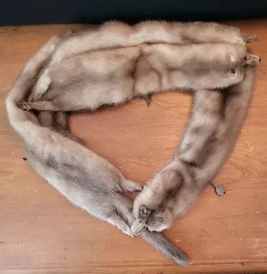 Vintage Nigbor Furs 4 Body Pelts Mink Stole Wrap Scarf -  Gray-Brown 53  • $29.95