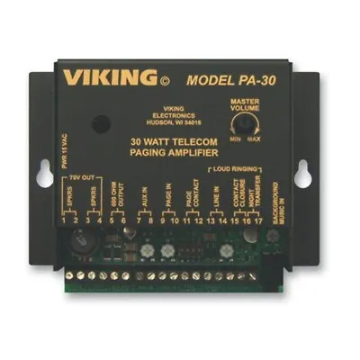 Viking Electronics PA-30 30 Watt Telecom Paging Amplifier With Loud Ringing • $269.66