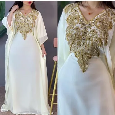 SALE New Moroccan Dubai Kaftans Farasha Abaya Dress Very Fancy Long Gown MS 140 • $54.59