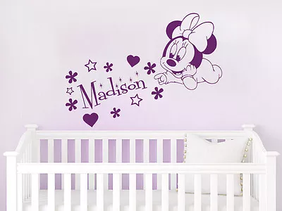 Personalized Girl Name Wall Decal Minnie Mouse Vinyl Decal Sticker Nursery ZX59 • $19.99