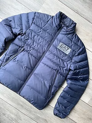 Emporio Armani Ea7 Blue Padded Down Bomber Jacket Coat 6lpb14 - Medium - New • £149.99