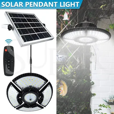 $41.99 • Buy 136 LED Solar Light Indoor Outdoor Hanging Pendant Garden Yard Tent Shed Lamp