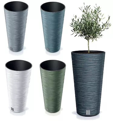 Round FURU Style Look Planter Tall Flower Plant Pot Indoor Outdoor Garden Decor • £17.20