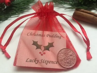 £3.20 • Buy Christmas Pudding Lucky Silver Sixpence - Table Gift - Xmas Baking - Lucky Charm