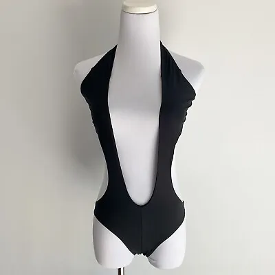 Victoria’s Secret Black Halter Plunge Monokini Swimsuit Women’s Size S • $44.99