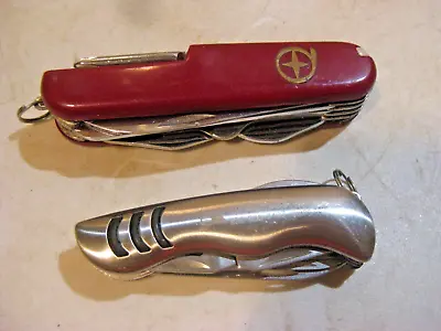 2-vintage Pocket  Knives-one Has 12 Items/tools-the Other Has 6 Tools/items • $3