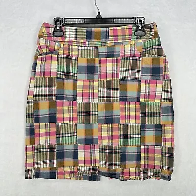 Vintage Chadwicks Skirt Womens 12 Madras Patchwork Mini Back Slit Multicolor • $18