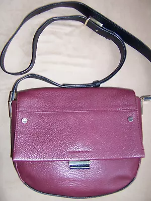 M & S Autograph Burgundy & Black Leather Crossbody Bag Small To Med • £20