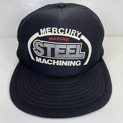 Mercury Marine Steel Machining Black Foam Mesh Snapback Trucker Hat Cap Crooked • $3.75
