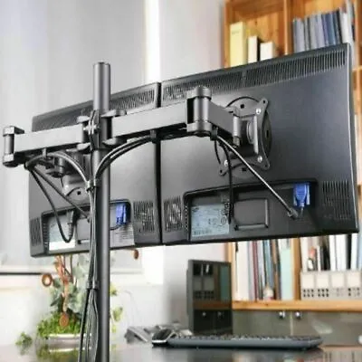 10-27'' Dual LCD Screen Monitor Desk TV Bracket Swivel Stand Mount Holder • $30.99