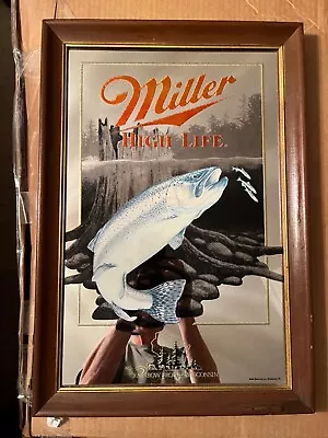 Miller High Life Wildlife Mirror Rainbow Trout Exc Con • $85