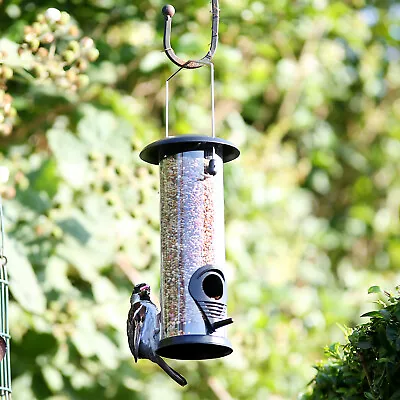 Wild Garden Bird Seed Feeder Heavy Duty Metal Hanging Loop Flip Top Easy Fill • £5.99