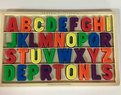 Vintage 673 Fisher Price Magnetic Alphabet Letter Board Tray Puzzle SCHOOL HOUSE • $18