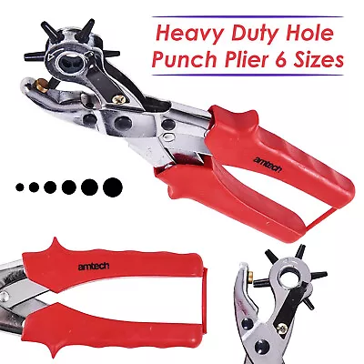 Revolving Leather Hole Punch Plier Rivet Belt DIY Puncher Multi Sized Plier Tool • £12.09